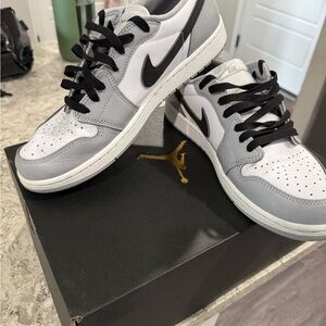 Nike Air Jordan lows Men's Black, Gray, and White golf Shoes